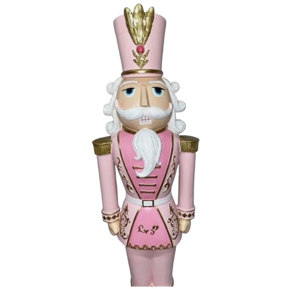 Christmas Pink Pastel 27" Colonel NUTCRACKER Icing Gold Elegant Soldier Large - Picture 6 of 9